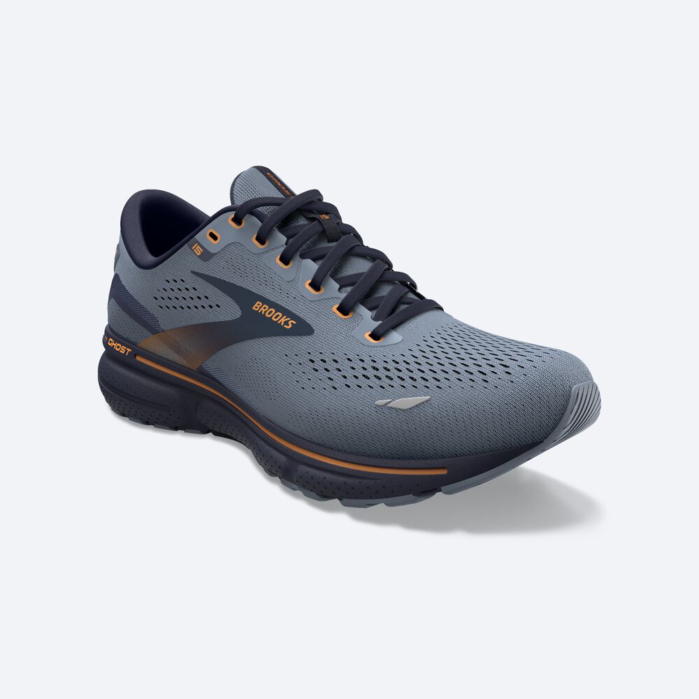 Zapatillas Running Brooks Ghost 15 Hombre Gris/Azul Marino | Ecuador-53984