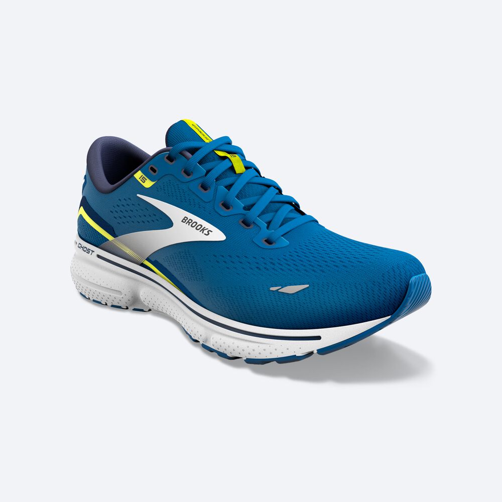 Zapatillas Running Brooks Ghost 15 Hombre Azules/Blancas | Ecuador-68513