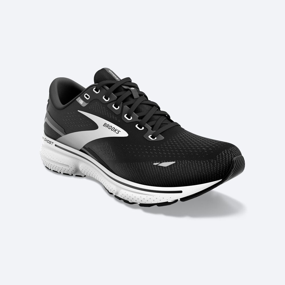 Zapatillas Running Brooks Ghost 15 Hombre Negras/Blancas | Ecuador-80164