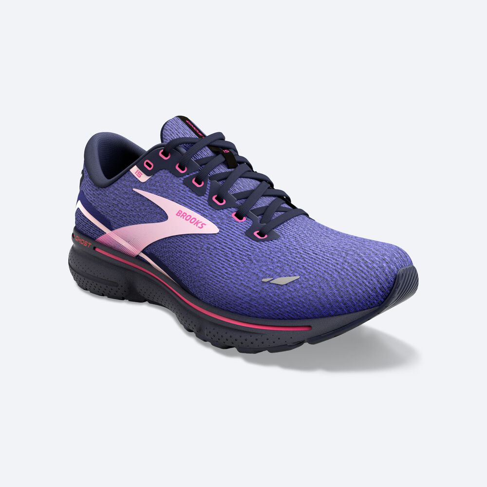 Zapatillas Running Brooks Ghost 15 Mujer Azules/Azul Marino/Rosas | Ecuador-75914