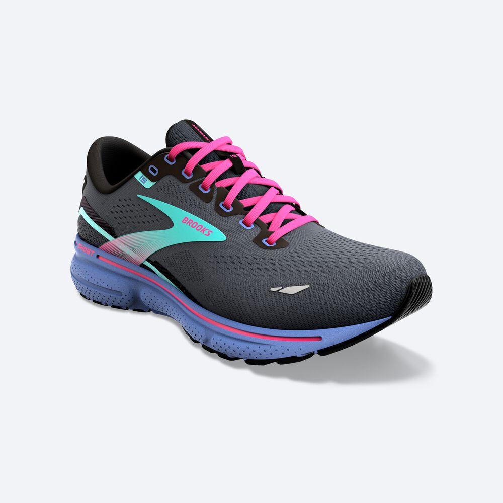 Zapatillas Running Brooks Ghost 15 Mujer Negras/Azules | Ecuador-98635