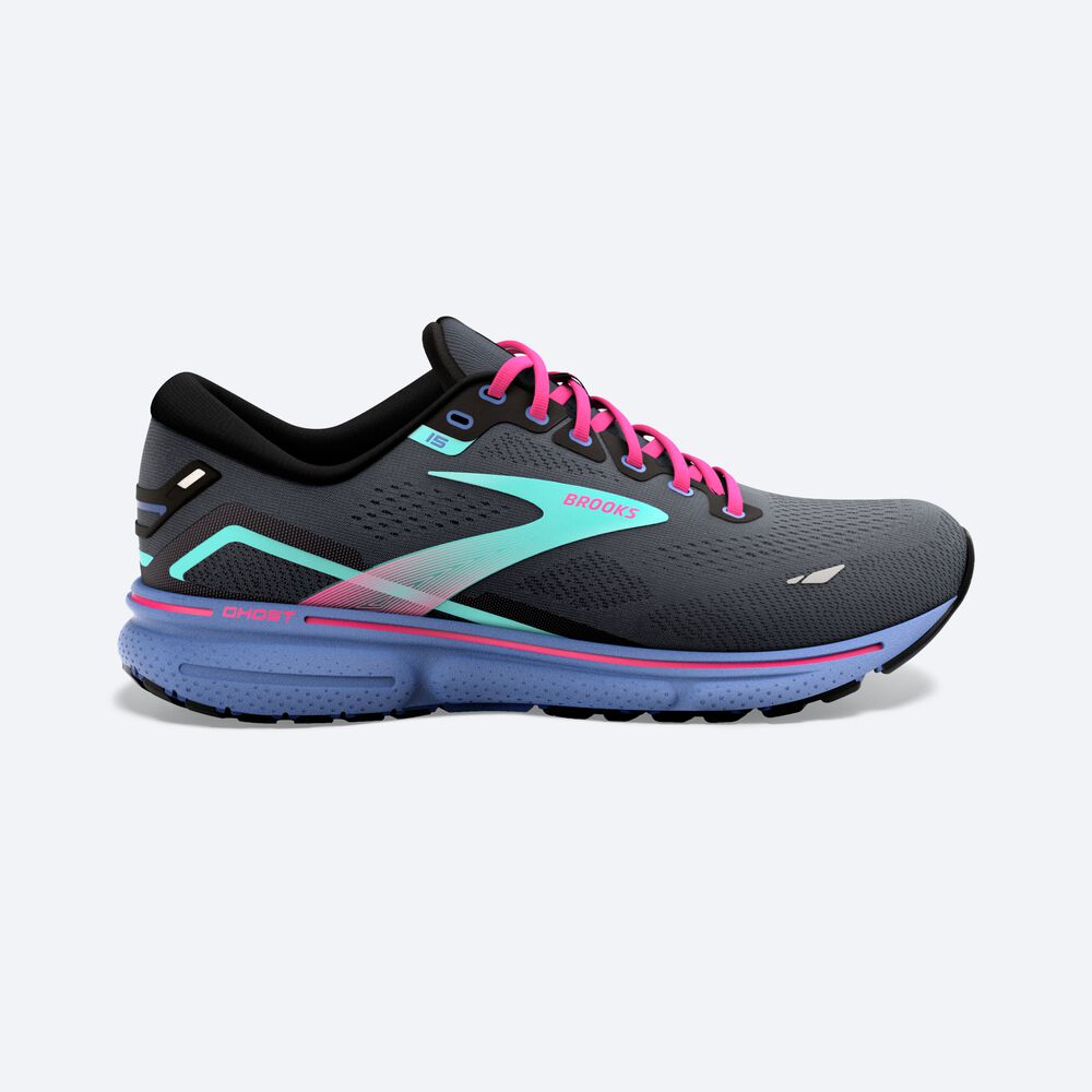 Zapatillas Running Brooks Ghost 15 Mujer Negras/Azules | Ecuador-98635