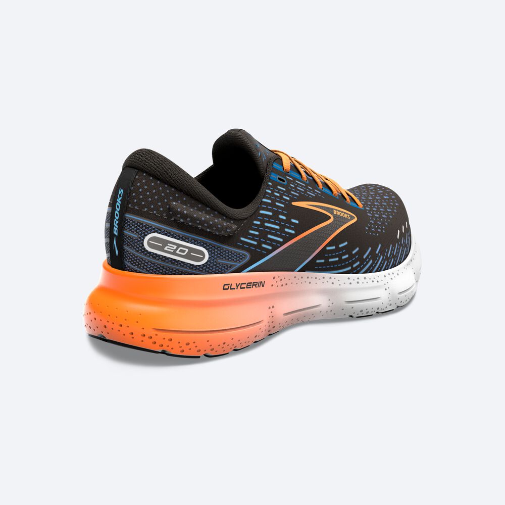 Zapatillas Running Brooks Glycerin 20 Hombre Negras/Azules/Naranjas | Ecuador-91408