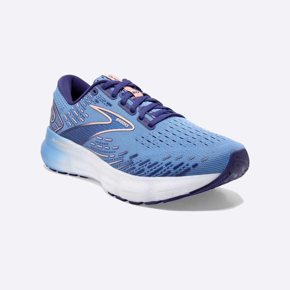 Zapatillas Running Brooks Glycerin 20 Mujer Azules/Blancas | Ecuador-32816