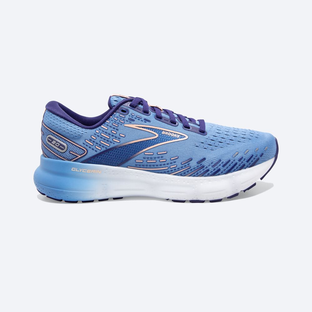 Zapatillas Running Brooks Glycerin 20 Mujer Azules/Blancas | Ecuador-32816