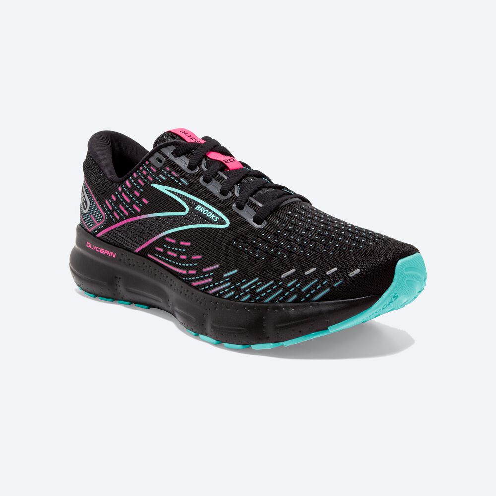 Zapatillas Running Brooks Glycerin 20 Mujer Negras/Azules/Claro Rosas | Ecuador-92461