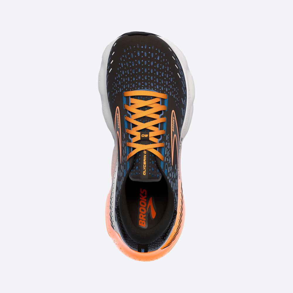 Zapatillas Running Brooks Glycerin GTS 20 Hombre Negras/Azules/Naranjas | Ecuador-21847