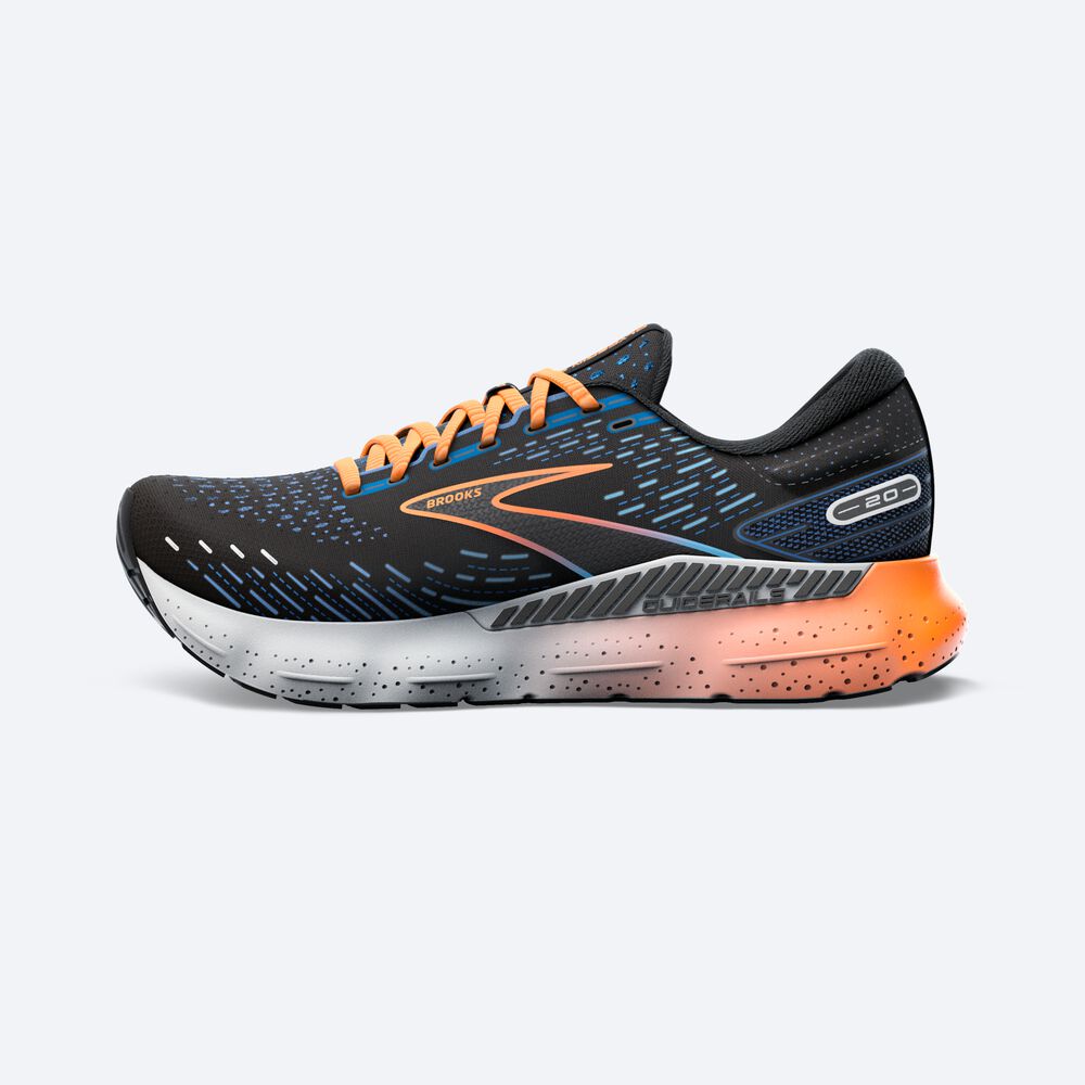 Zapatillas Running Brooks Glycerin GTS 20 Hombre Negras/Azules/Naranjas | Ecuador-21847