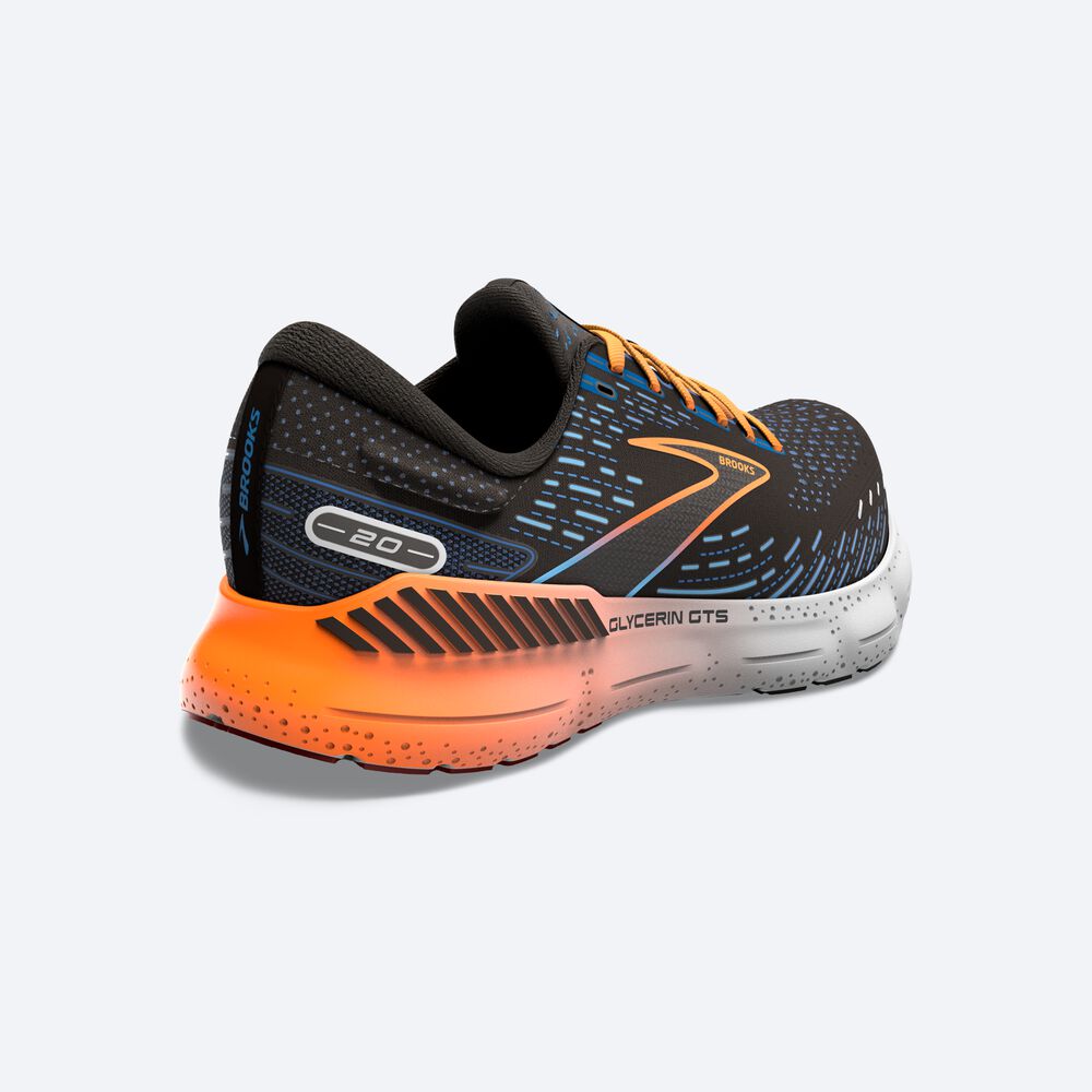 Zapatillas Running Brooks Glycerin GTS 20 Hombre Negras/Azules/Naranjas | Ecuador-21847