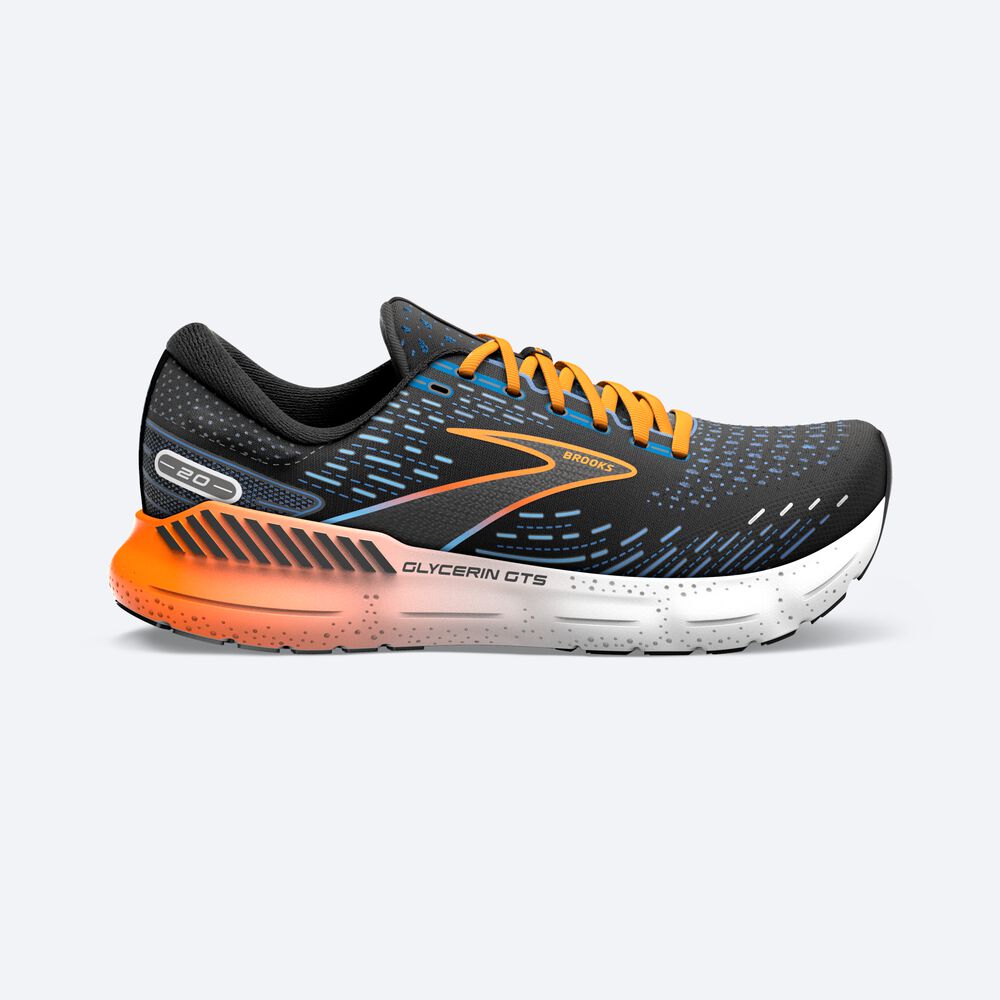 Zapatillas Running Brooks Glycerin GTS 20 Hombre Negras/Azules/Naranjas | Ecuador-21847