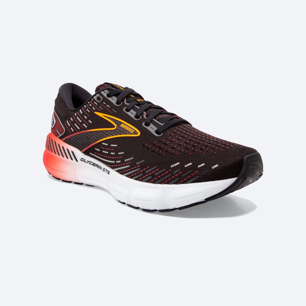 Zapatillas Running Brooks Glycerin GTS 20 Hombre Negras/Rojas | Ecuador-89123