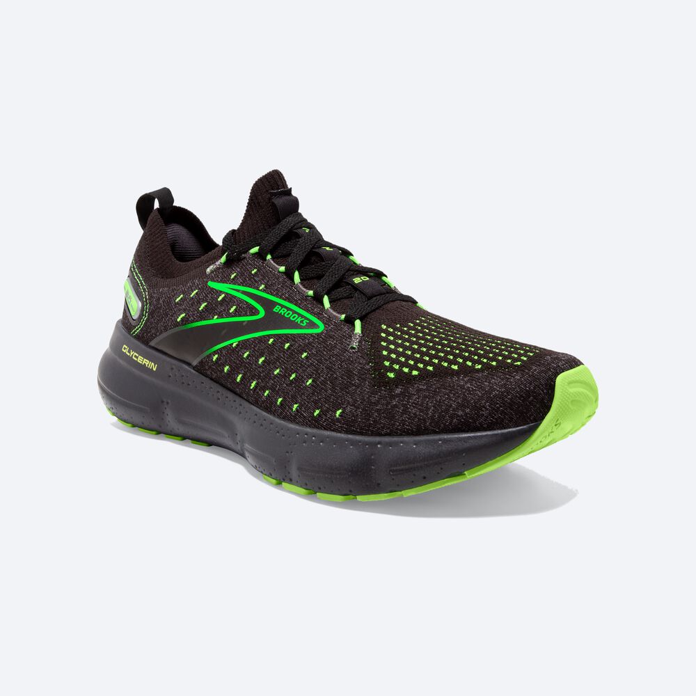 Zapatillas Running Brooks Glycerin StealthFit 20 Hombre Negras/Verde | Ecuador-23509