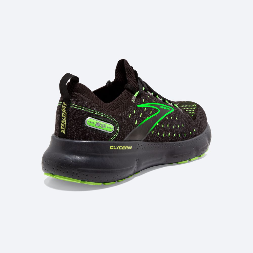 Zapatillas Running Brooks Glycerin StealthFit 20 Hombre Negras/Verde | Ecuador-23509