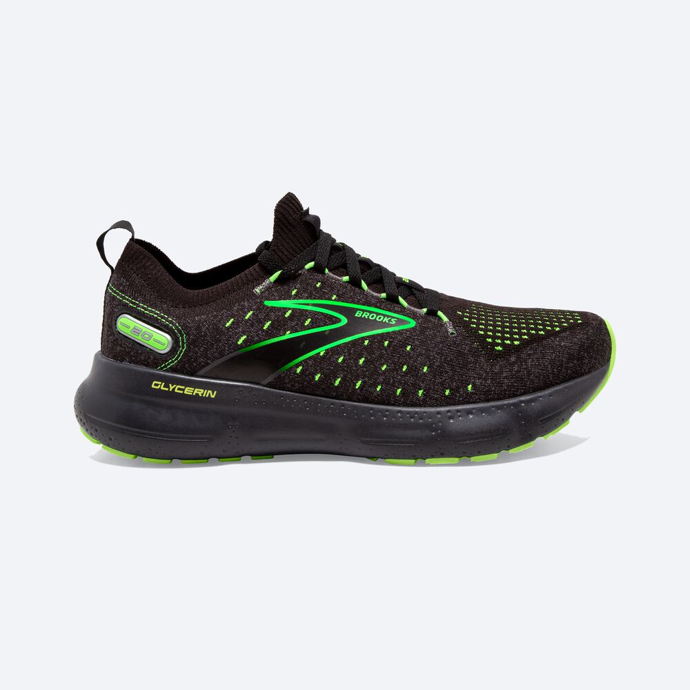 Zapatillas Running Brooks Glycerin StealthFit 20 Hombre Negras/Verde | Ecuador-23509