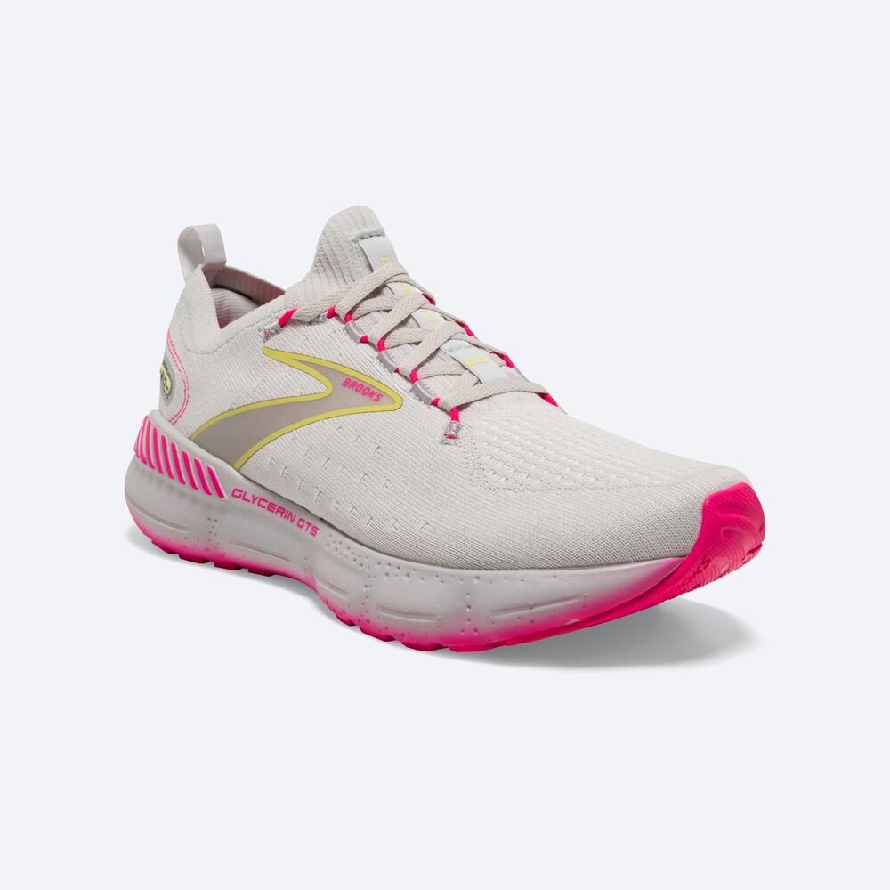 Zapatillas Running Brooks Glycerin StealthFit GTS 20 Mujer Gris/Amarillo/Rosas | Ecuador-23697