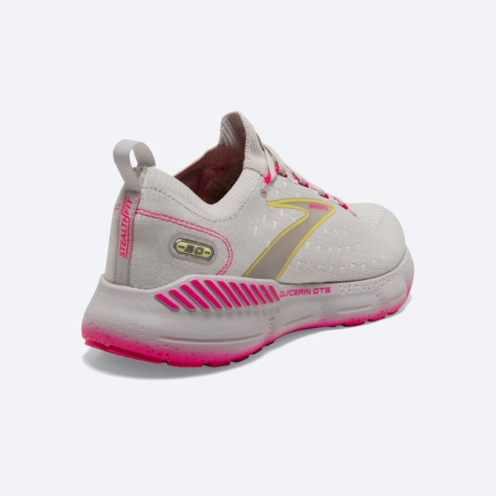 Zapatillas Running Brooks Glycerin StealthFit GTS 20 Mujer Gris/Amarillo/Rosas | Ecuador-23697