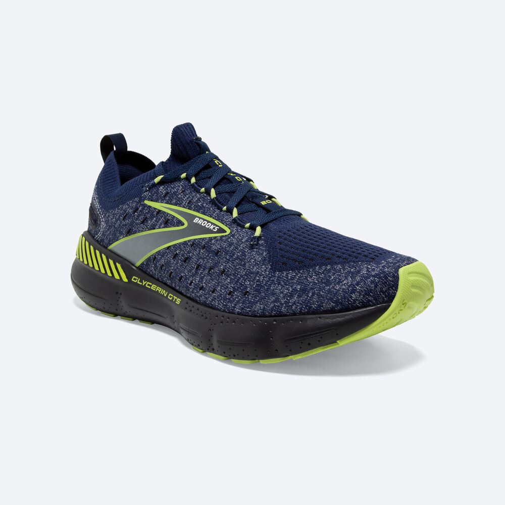 Zapatillas Running Brooks Glycerin StealthFit GTS 20 Hombre Azules/Verde Claro | Ecuador-63108