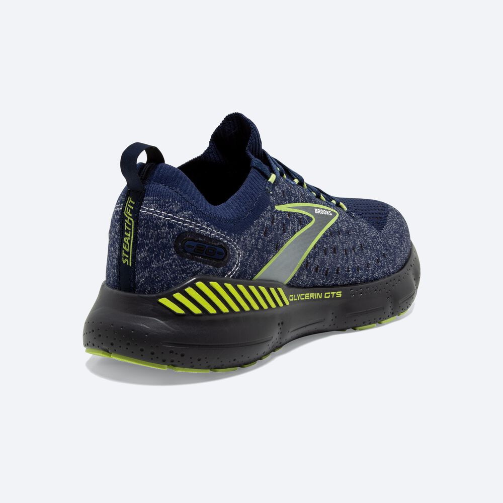 Zapatillas Running Brooks Glycerin StealthFit GTS 20 Hombre Azules/Verde Claro | Ecuador-63108