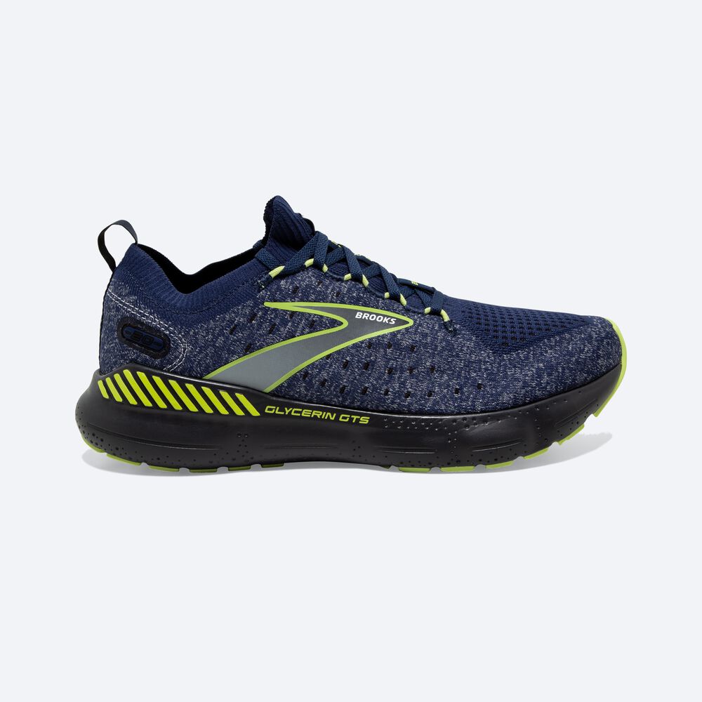 Zapatillas Running Brooks Glycerin StealthFit GTS 20 Hombre Azules/Verde Claro | Ecuador-63108