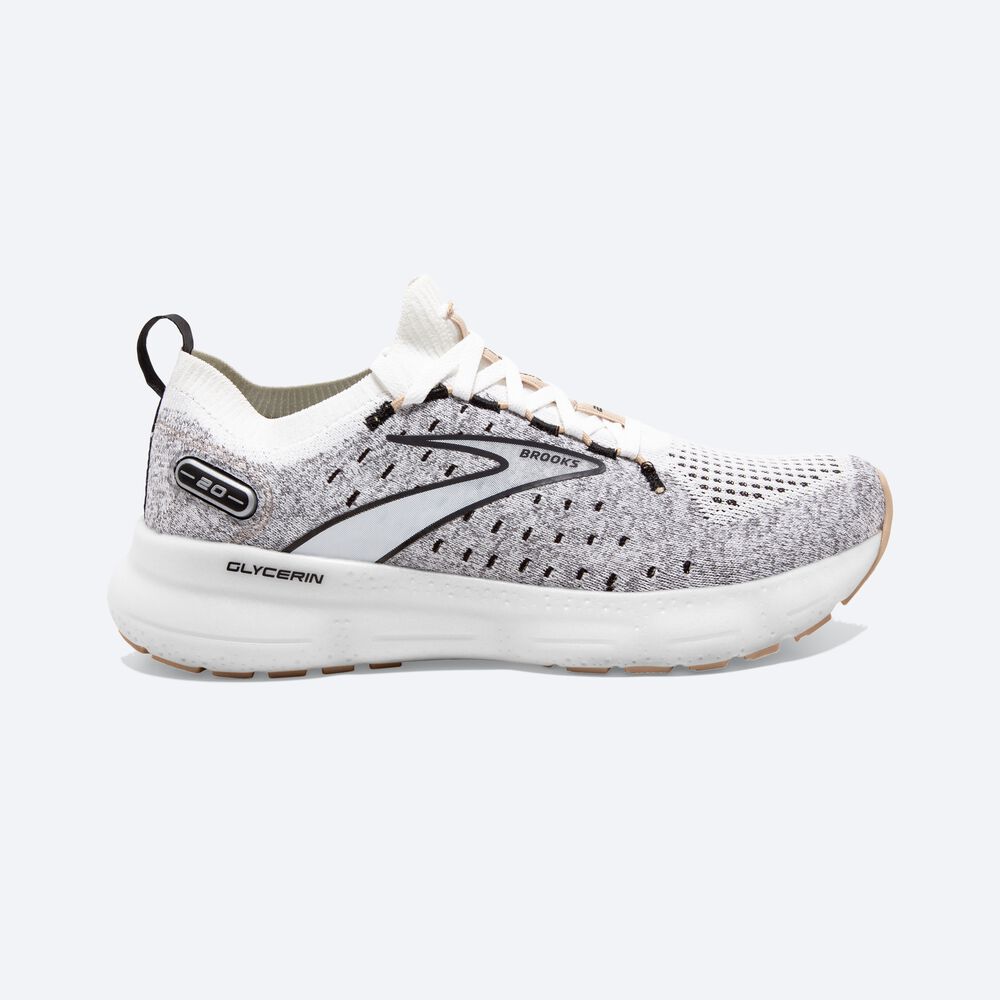 Zapatillas Running Brooks Glycerin StealthFit 20 Mujer Blancas/Negras/Creme | Ecuador-73194