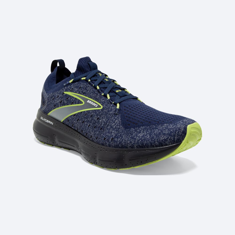 Zapatillas Running Brooks Glycerin StealthFit 20 Hombre Azules/Verde Claro | Ecuador-80249