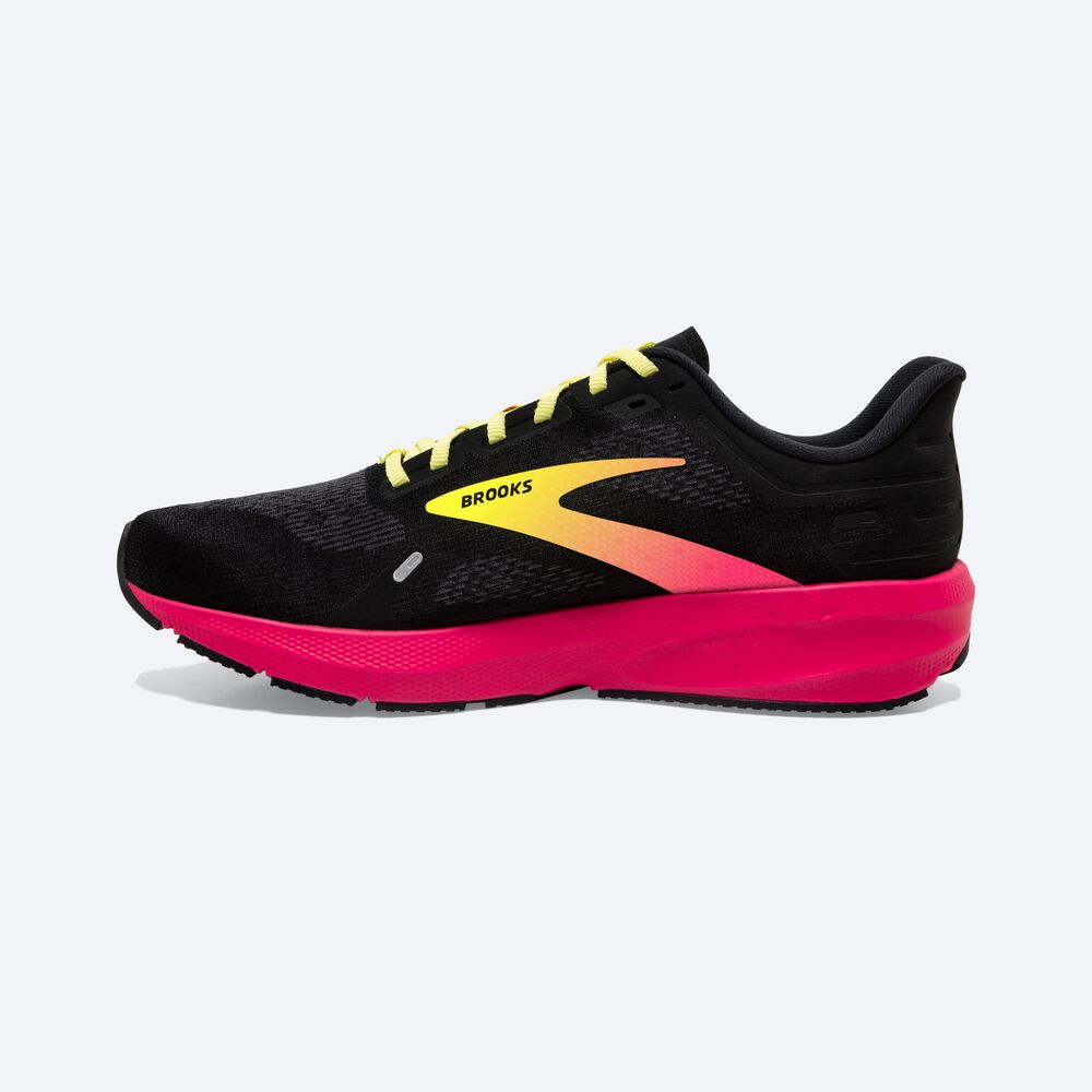 Zapatillas Running Brooks Launch 9 Hombre Negras/Rosas/Amarillo | Ecuador-31067