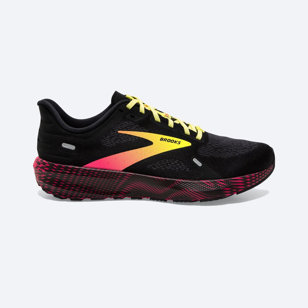 Zapatillas Running Brooks Launch 9 Hombre Negras/Rosas/Amarillo | Ecuador-31067