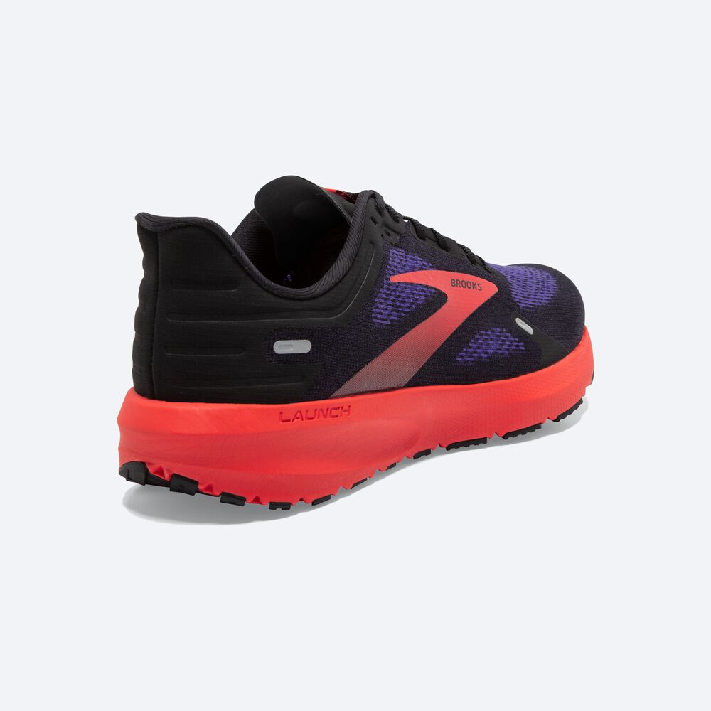 Zapatillas Running Brooks Launch 9 Hombre Negras/Azules Oscuro/Rojas | Ecuador-72480