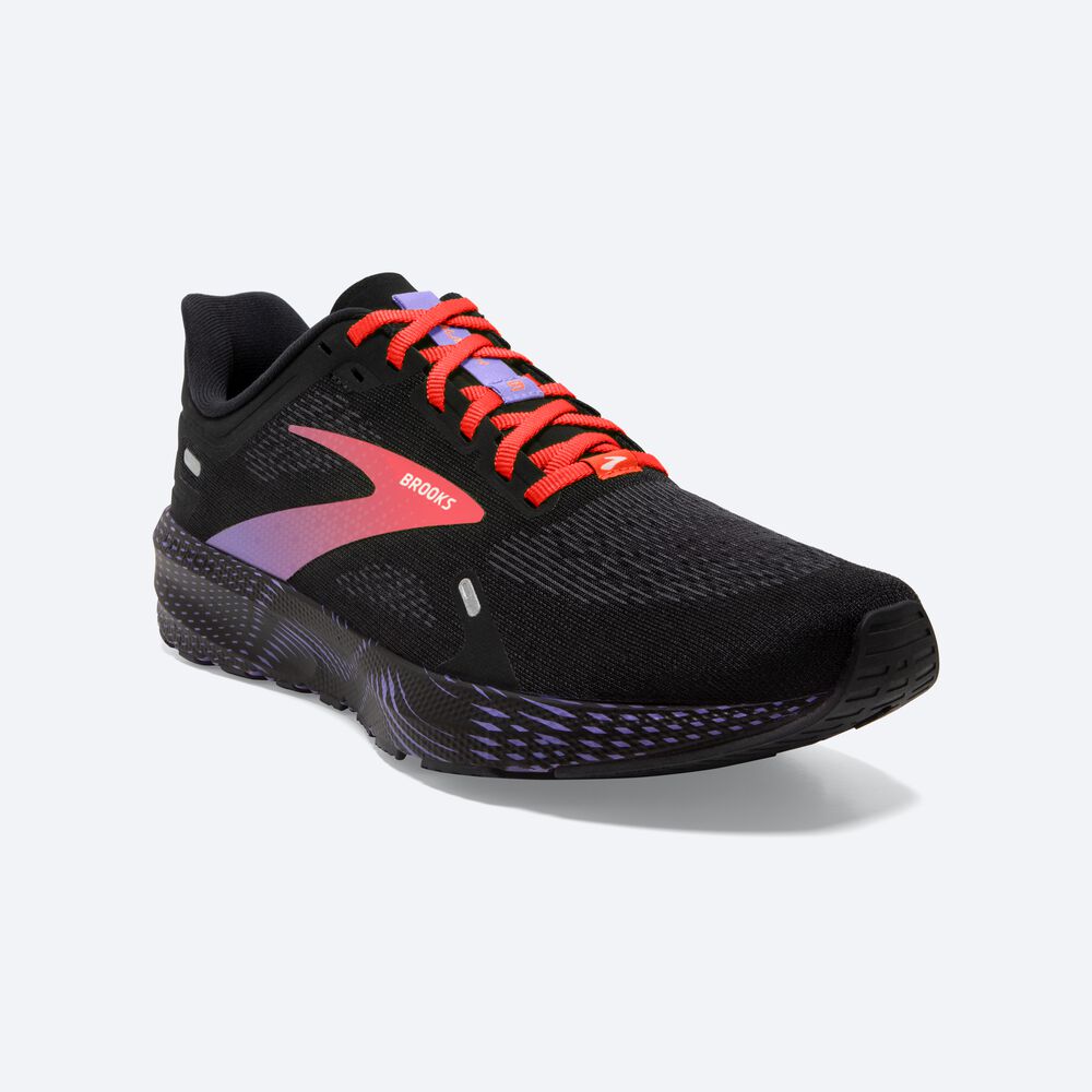 Zapatillas Running Brooks Launch 9 Mujer Negras/Coral/Moradas | Ecuador-60341