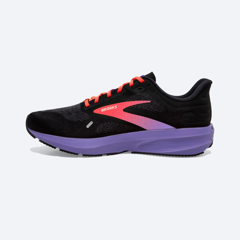 Zapatillas Running Brooks Launch 9 Mujer Negras/Coral/Moradas | Ecuador-60341