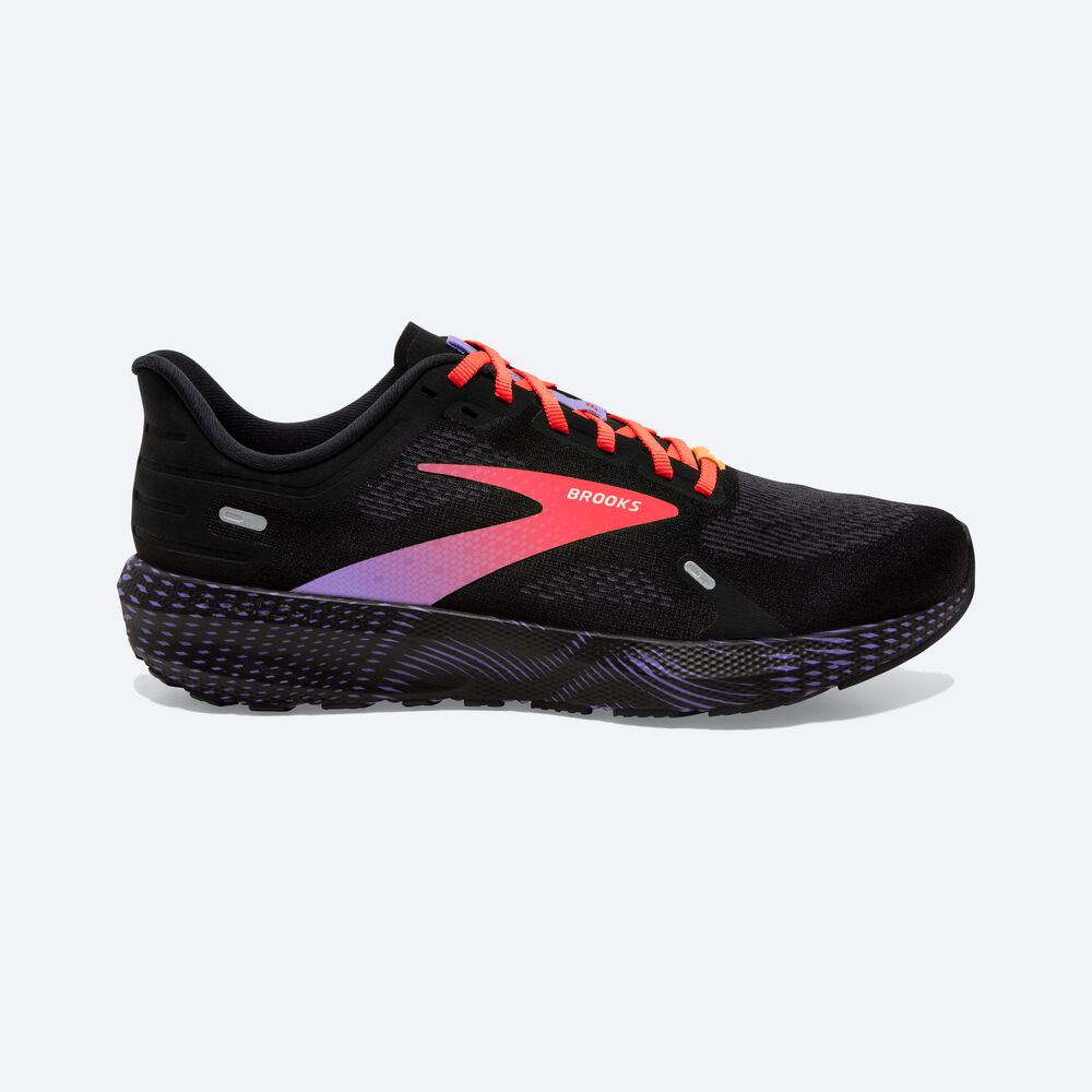 Zapatillas Running Brooks Launch 9 Mujer Negras/Coral/Moradas | Ecuador-60341