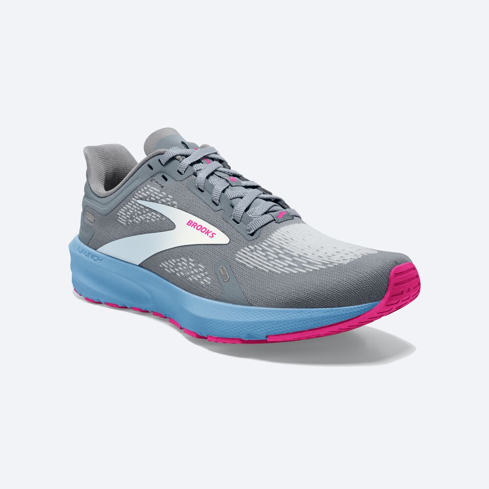 Zapatillas Running Brooks Launch 9 Mujer Gris/Azules/Rosas | Ecuador-78095