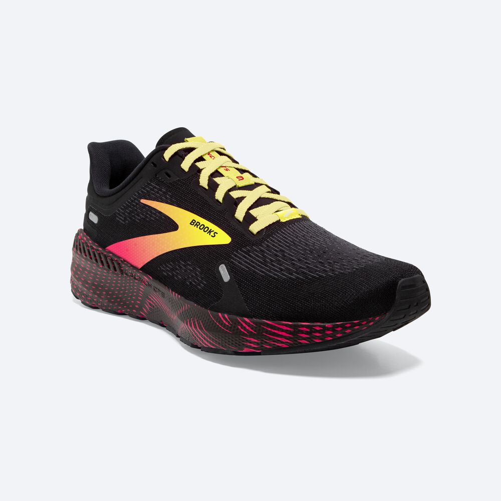 Zapatillas Running Brooks Launch GTS 9 Hombre Negras/Rosas/Amarillo | Ecuador-74613