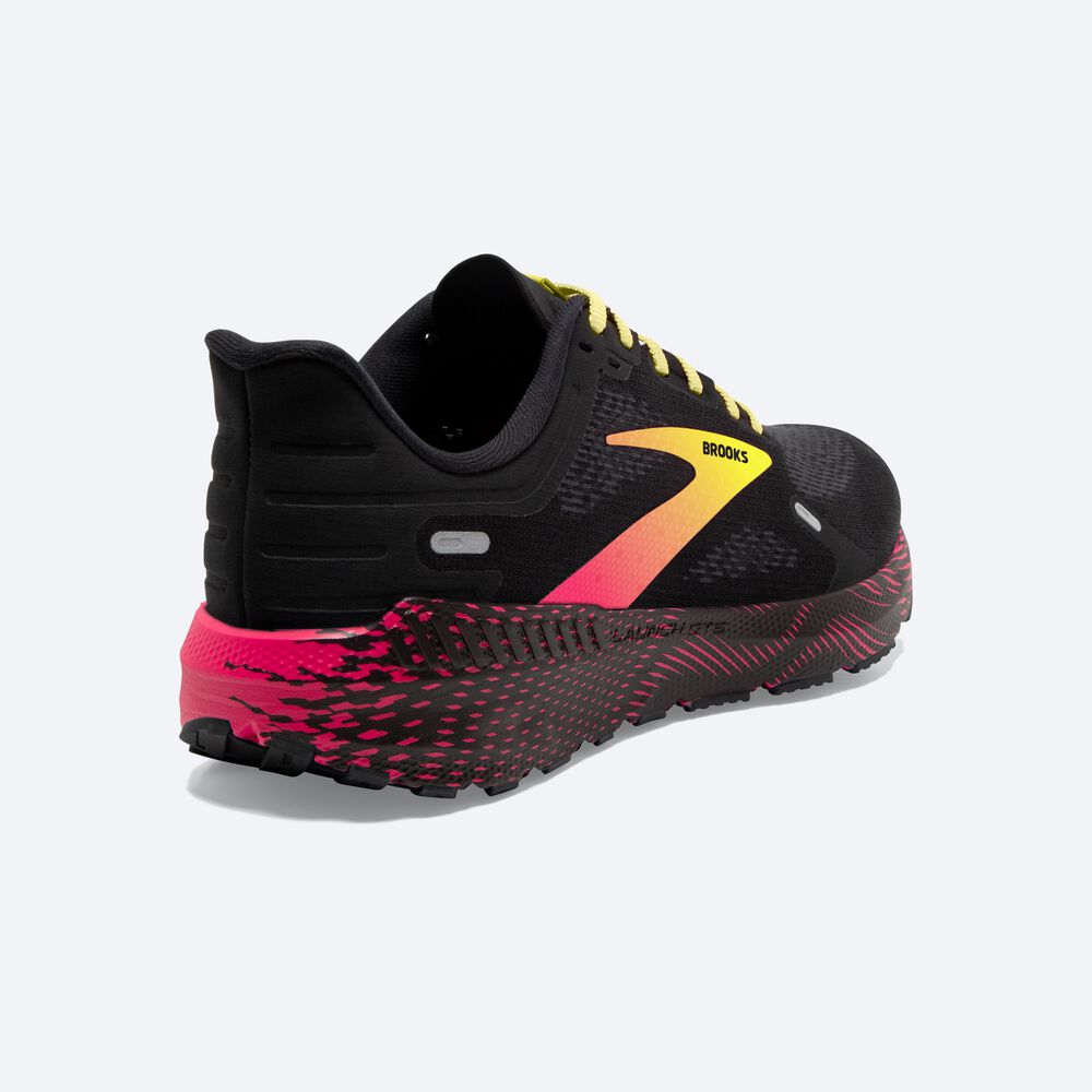 Zapatillas Running Brooks Launch GTS 9 Hombre Negras/Rosas/Amarillo | Ecuador-74613