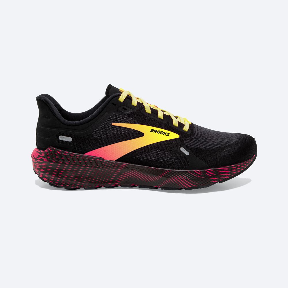 Zapatillas Running Brooks Launch GTS 9 Hombre Negras/Rosas/Amarillo | Ecuador-74613