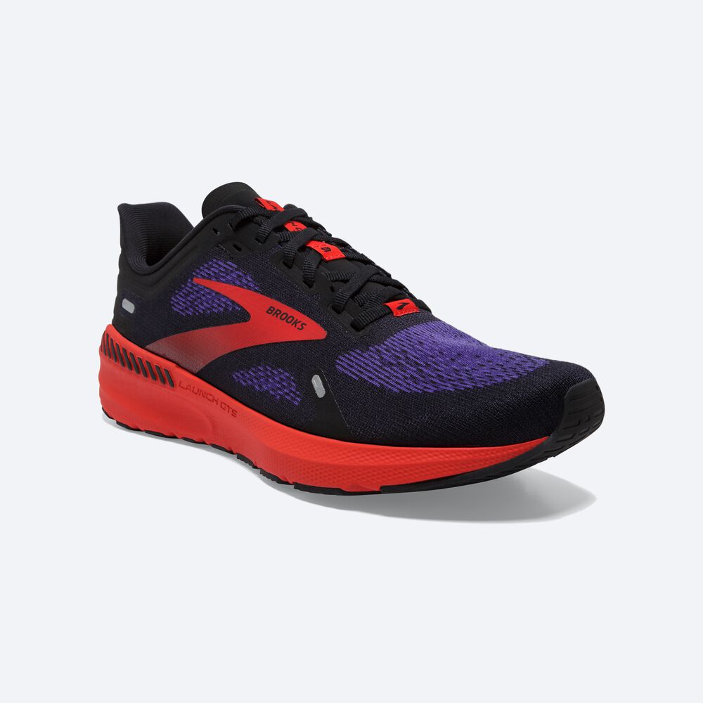 Zapatillas Running Brooks Launch GTS 9 Hombre Negras/Azules Oscuro/Rojas | Ecuador-96231