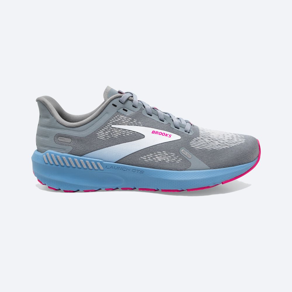 Zapatillas Running Brooks Launch GTS 9 Mujer Gris/Azules/Rosas | Ecuador-64205