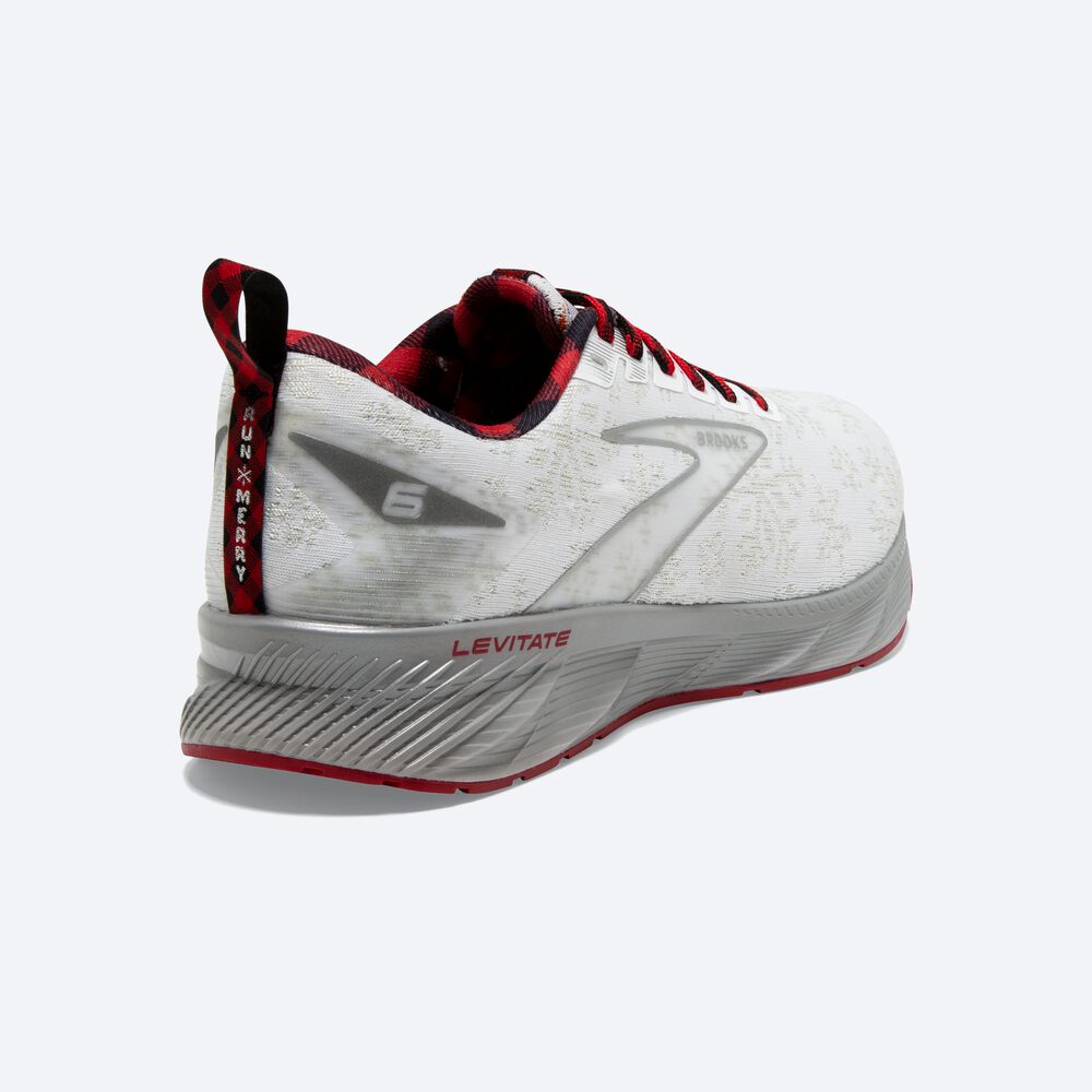 Zapatillas Running Brooks Levitate 6 Hombre Blancas/Rojas/Plateadas | Ecuador-83251