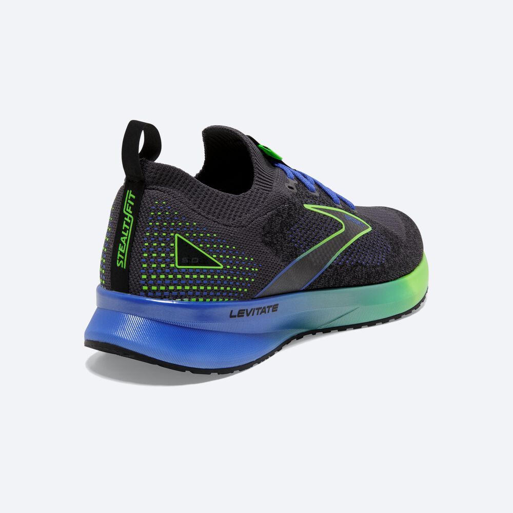 Zapatillas Running Brooks Levitate StealthFit 5 Hombre Negras/Verde/Azules | Ecuador-74526