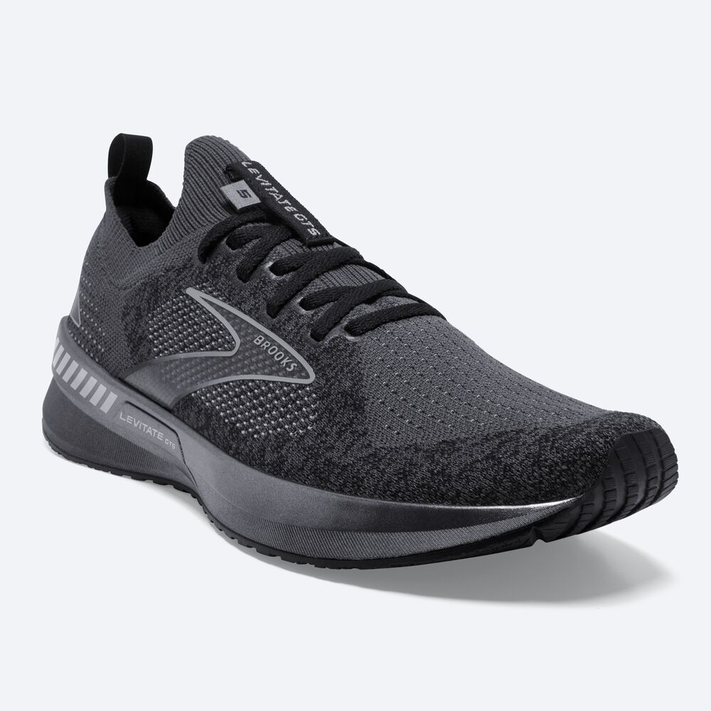 Zapatillas Running Brooks Levitate StealthFit GTS 5 Hombre Negras/Gris | Ecuador-93612