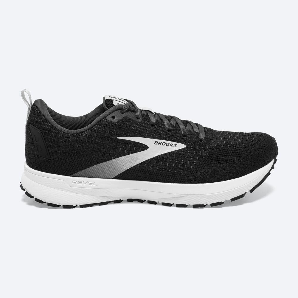 Zapatillas Running Brooks Revel 4 Hombre Negras/Plateadas | Ecuador-79034