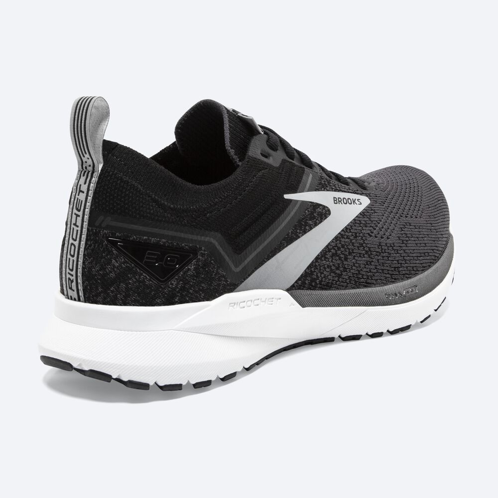 Zapatillas Running Brooks Ricochet 3 Hombre Negras/Blancas | Ecuador-46187