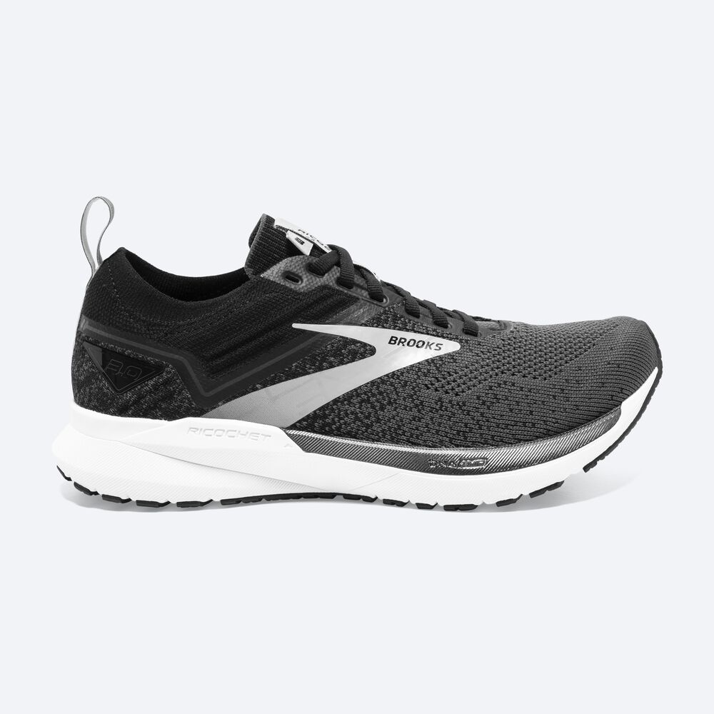 Zapatillas Running Brooks Ricochet 3 Hombre Negras/Blancas | Ecuador-46187