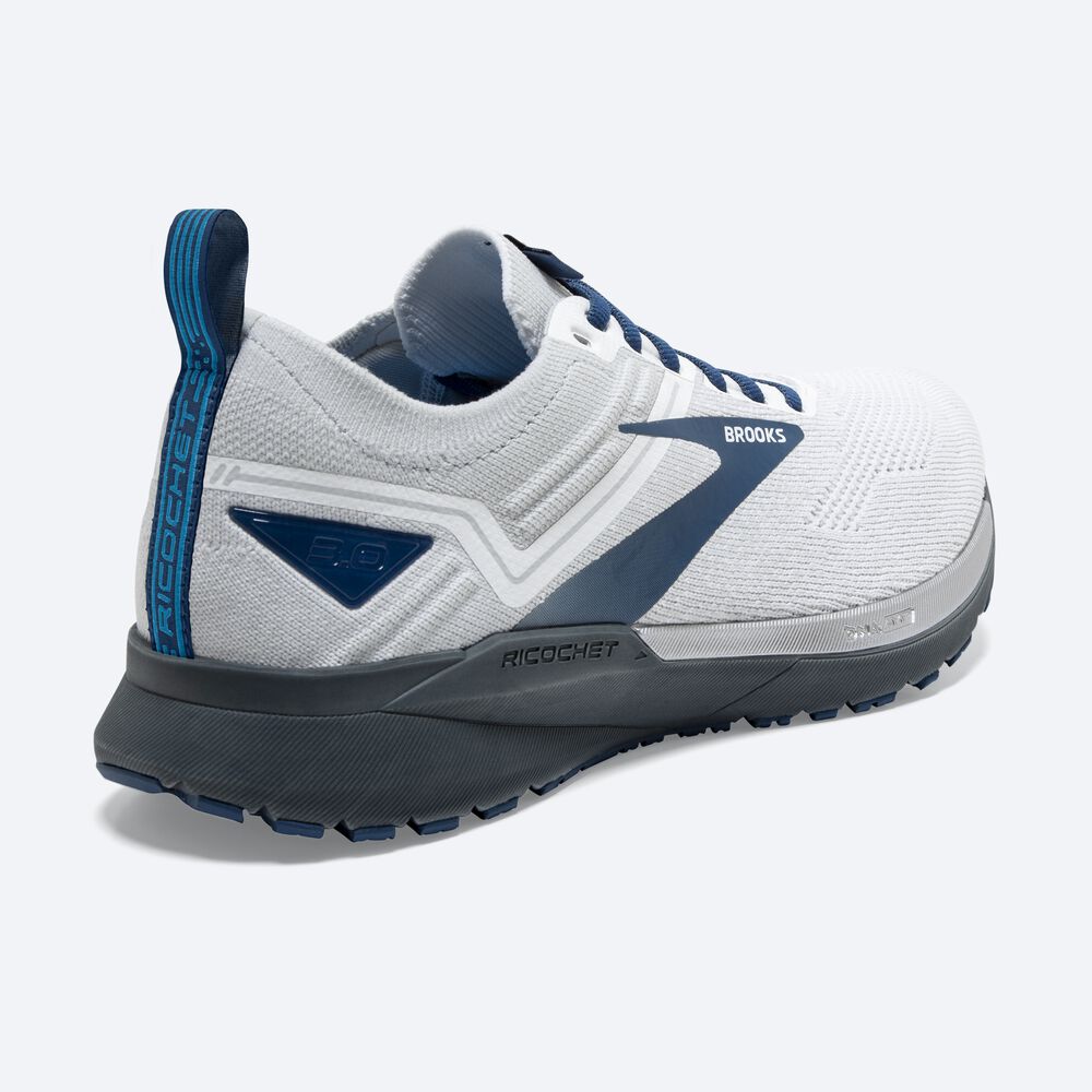 Zapatillas Running Brooks Ricochet 3 Hombre Blancas/Gris/Azules | Ecuador-59402