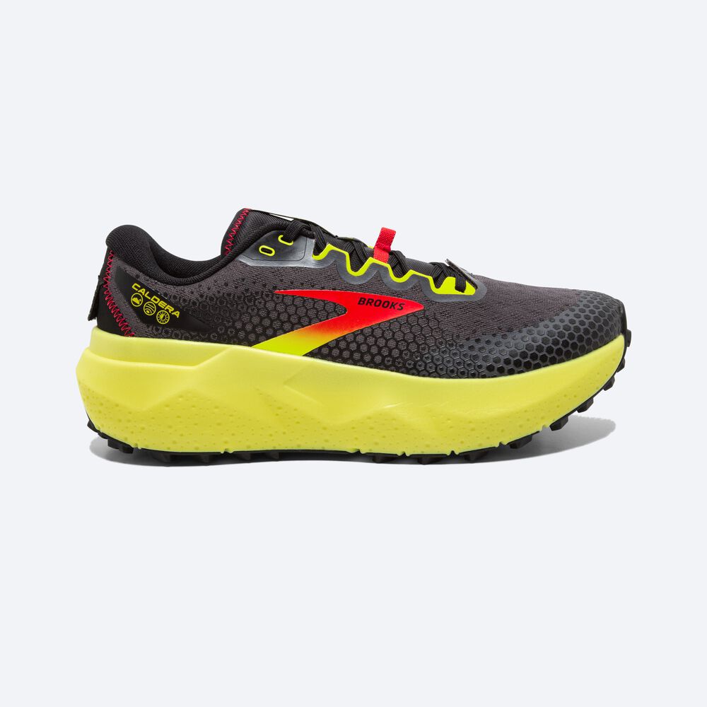 Zapatillas Trail Brooks Caldera 6 Hombre Negras/Rojas/Amarillo | Ecuador-91203