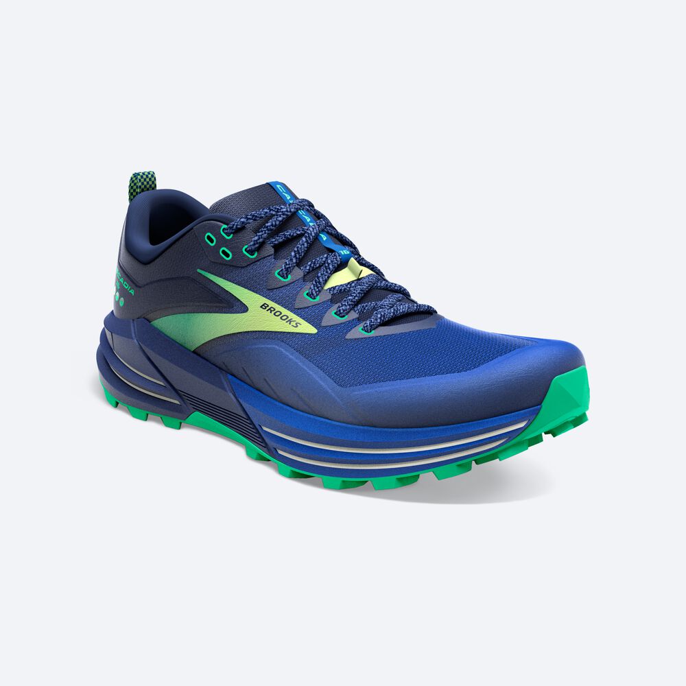 Zapatillas Trail Brooks Cascadia 16 Hombre Azules/Verde | Ecuador-27801