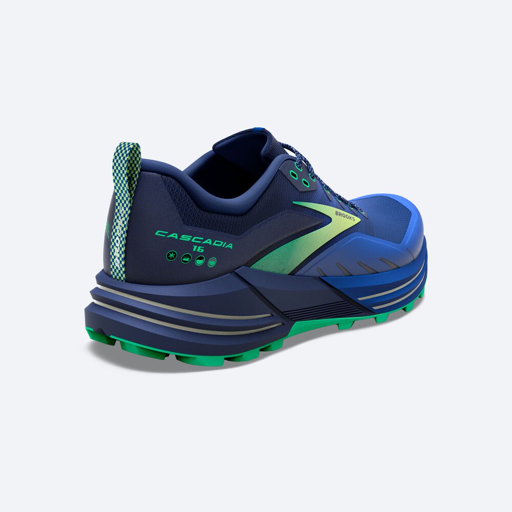 Zapatillas Trail Brooks Cascadia 16 Hombre Azules/Verde | Ecuador-27801