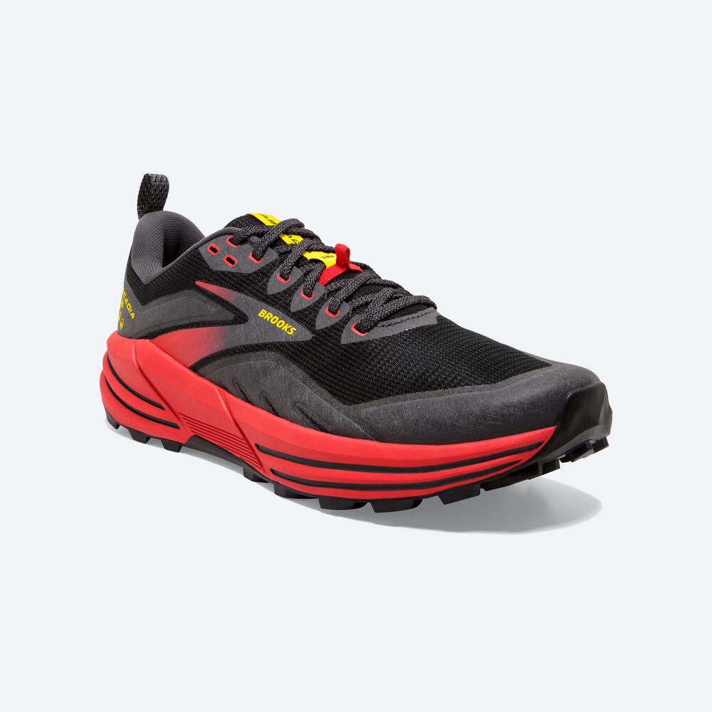 Zapatillas Trail Brooks Cascadia 16 Hombre Negras/Rojas/Amarillo | Ecuador-67934