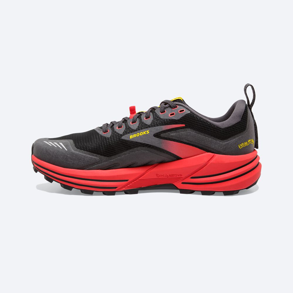 Zapatillas Trail Brooks Cascadia 16 Hombre Negras/Rojas/Amarillo | Ecuador-67934