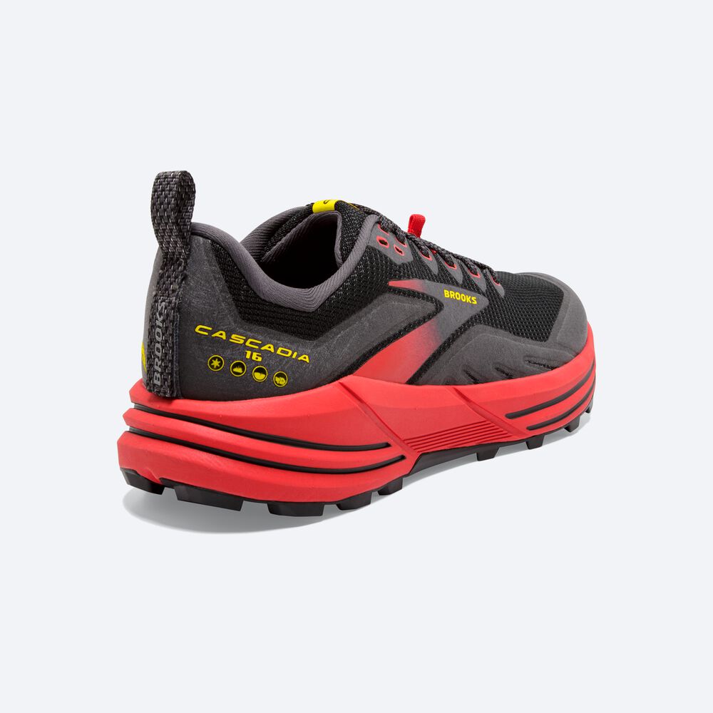 Zapatillas Trail Brooks Cascadia 16 Hombre Negras/Rojas/Amarillo | Ecuador-67934